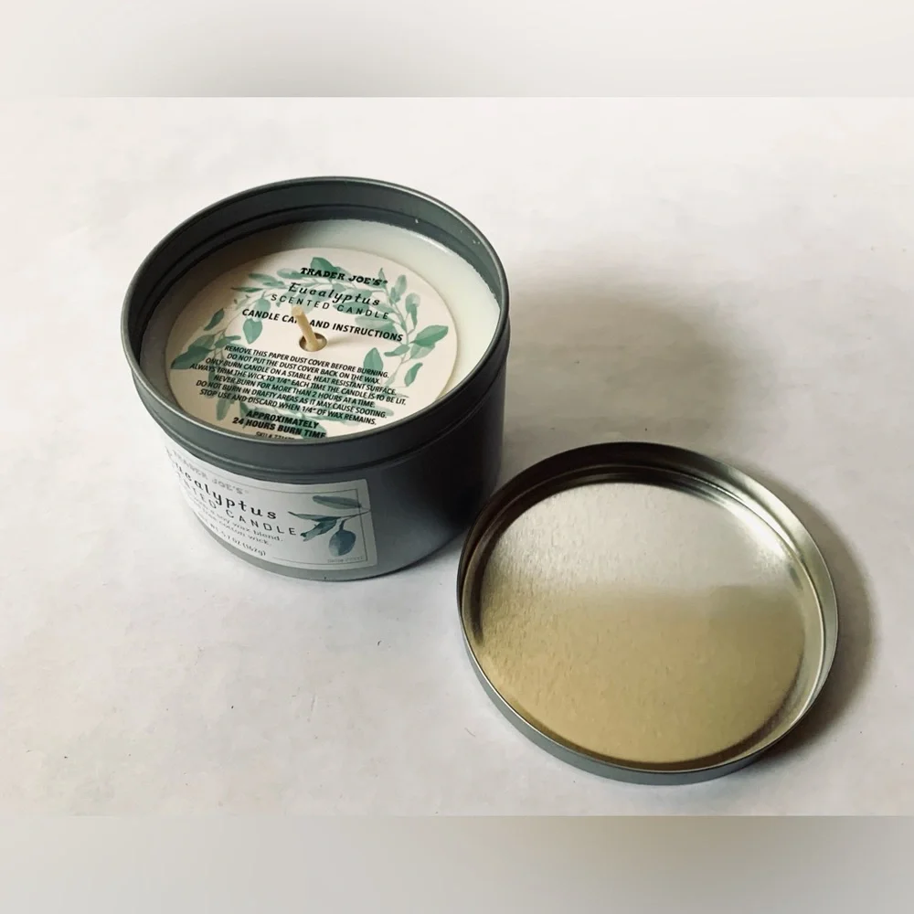 NEW Trader Joe's EUCALYPTUS Scented Candle 5.7 Oz soy wax lead free wick